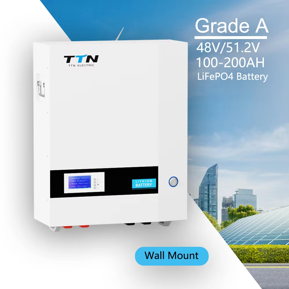 太阳能系统用48V 200Ah高循环LiFePO4家用电池零退化7000循环1C家庭充电率BMS