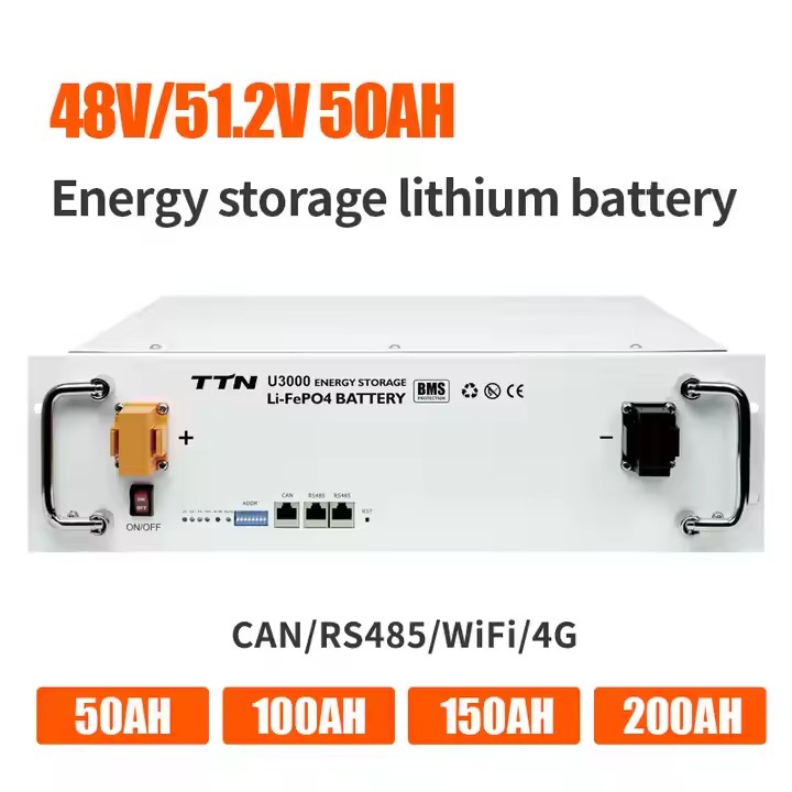 EnergyPlus 48V 52v机架式太阳能存储系统80Ah 160Ah 200Ah 320Ah LiFePO4电池，具有IP65保护5年保修