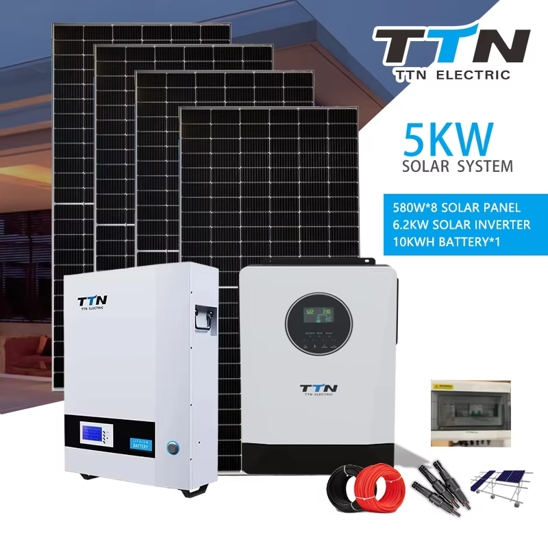 550w 3KW 5kw10kw太阳能电池板MPPT屋顶安装太阳能系统逆变器家用锂电池站